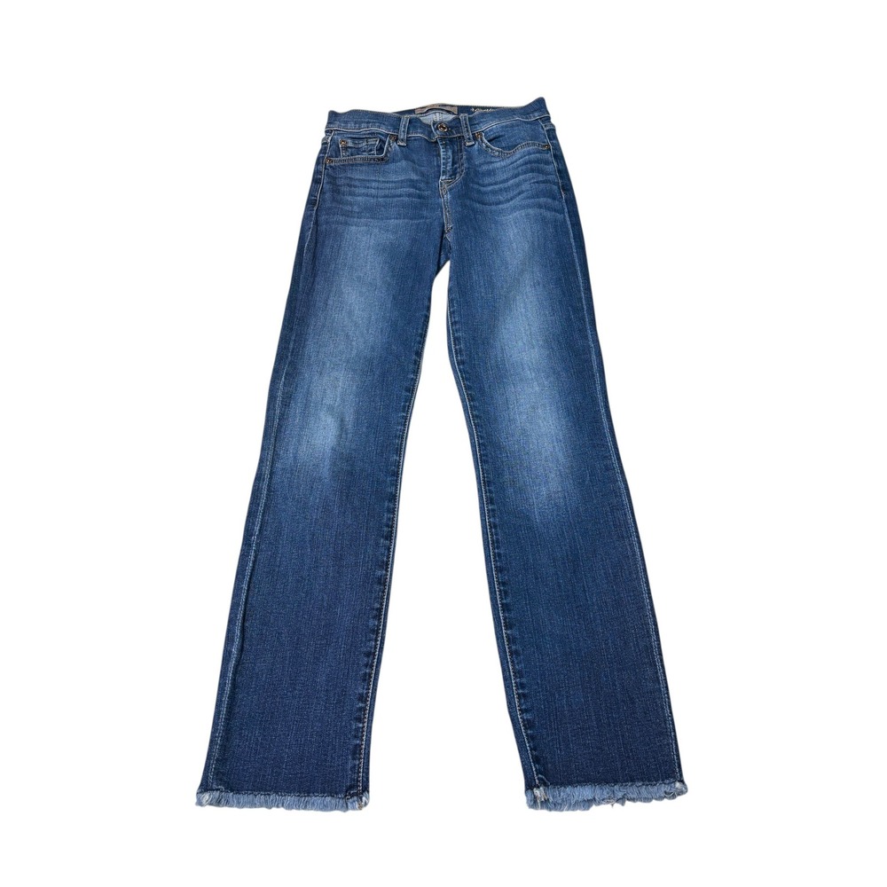 7 For All Mankind Roxanne Ankle Jeans Womens Size 25X26 Dark Wash Frayed Hem